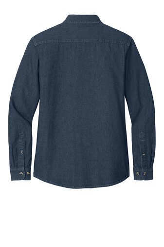 Women's Port & Company® Long Sleeve Value Denim Polo Shirt - Image 3